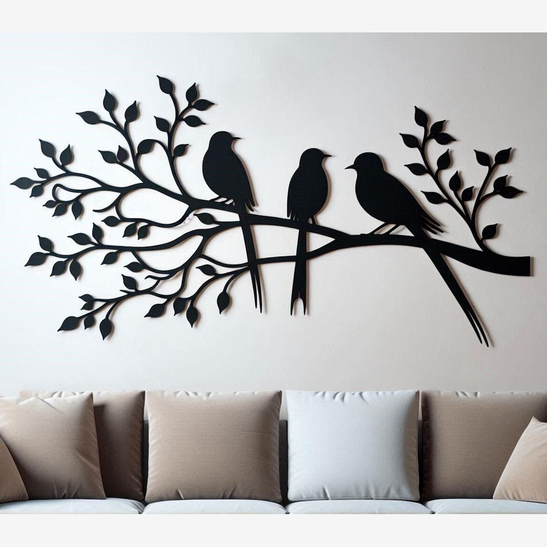 Artistic Birds on Branch Wall Décor