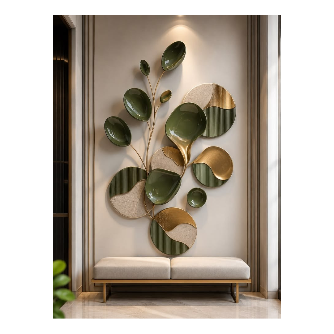 Modern 3D Leaf & Abstract Wall Art