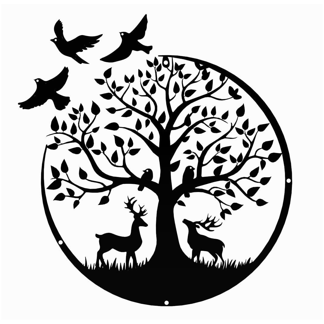 Tree of Life Deer & Birds Wall Art