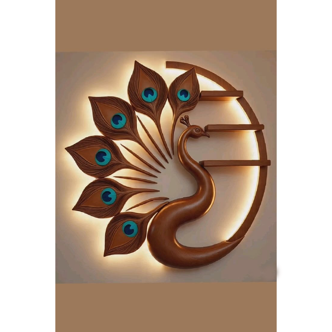 Luxury Peacock Feather & Wall Shelf Décor